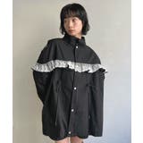 ブラック | レースフリルルーズモッズブルゾン | Jewelobe