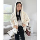 オフホワイト | フェイクファーフーディーブルゾン | Jewelobe