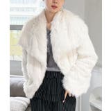 ホワイト | ビッグカラーフェイクファーショートコート | Jewelobe