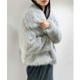 グレー | ビッグカラーフェイクファーショートコート | Jewelobe