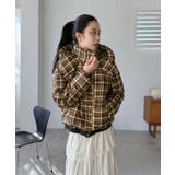 スタンドフーディーチェックパファーブルゾン | Jewelobe | 詳細画像1 