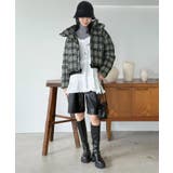 スタンドフーディーチェックパファーブルゾン | Jewelobe | 詳細画像20 