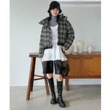 スタンドフーディーチェックパファーブルゾン | Jewelobe | 詳細画像23 