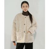 アイボリー | ノーカラールーズカーリーフェイクファーコート | Jewelobe