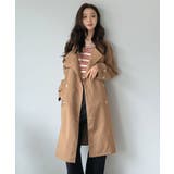 ブラウン | ダブルブレストルーズトレンチコート | Jewelobe