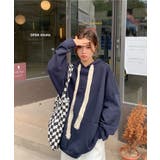 ネイビー | エンボスロゴオーバーサイズパーカー | Jewelobe