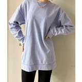 ブルー | ヴィンテージウォッシュ風オーバーサイズTシャツ | Jewelobe