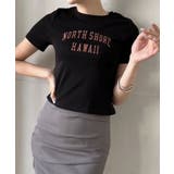 ブラック | シンプルレタリングタイトチビTシャツ | Jewelobe