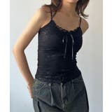 ブラック | オーバーレースブラキャミソール | Jewelobe