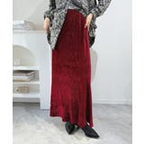 レッド | リンクルベロアマキシセミマーメイドスカート | Jewelobe