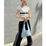 ブラック | 配色ライン脇タックスエットワイドパンツ | Jewelobe