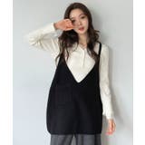 ブラック | ワッフルルーズキャミニットベスト | Jewelobe