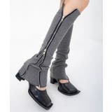 グレー | サイドジップタイトリブレッグウォーマー | Jewelobe