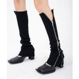 ブラック | サイドジップタイトリブレッグウォーマー | Jewelobe