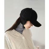 ブラック | イヤーマフ付きボアキャップ | Jewelobe