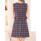 ウエストリボンツイードミニドレス ノースリーブ 胸元隠し | DressShop JEWELS | 詳細画像6 