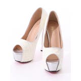 ホワイト/35(22.5) | クロスデザインオープントゥパンプス 厚底 | DressShop JEWELS