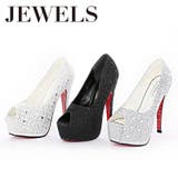 豪華に煌めくストーンの人気パンプス♪ 14cmヒールオープントゥパンプス | DressShop JEWELS | 詳細画像2 