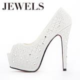 豪華に煌めくストーンの人気パンプス♪ 14cmヒールオープントゥパンプス | DressShop JEWELS | 詳細画像4 