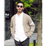 グレージュ2ボーダー | カーディガン メンズ◆コットンカラーニットカーディガン◆cardigan | JIGGYS SHOP