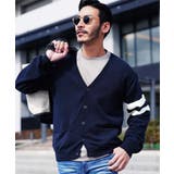 ネイビー2ボーダー | カーディガン メンズ◆コットンカラーニットカーディガン◆cardigan | JIGGYS SHOP