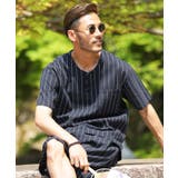 b藍縞しじら(ヘンリーネック) | 甚平 じんべい 父の日 | JIGGYS SHOP