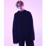 ブラック | オーバーサイズダメージクルーネックニット | G.O.C