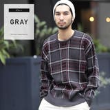 グレー | 定番◆チェック柄BIGニット◆ニット セーター メンズ | JIGGYS SHOP