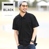 ブラック | 定番◆梨地半袖オープンカラーシャツ◆ | JIGGYS SHOP