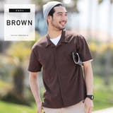 ブラウン | 定番◆梨地半袖オープンカラーシャツ◆ | JIGGYS SHOP