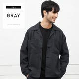 グレー | 定番◆ウールライク千鳥柄ワークシャツジャケット◆テーラードジャケット メンズ | JIGGYS SHOP
