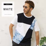ホワイト | ◆ブリーチ布帛斜め切り替えTシャツ◆ | JIGGYS SHOP