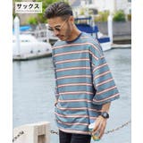 サックス | Tシャツ メンズ 夏服 韓国◆ミニ裏毛プリントボーダーTシャツ◆ | JIGGYS SHOP