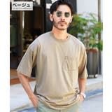 ベージュ | ◆スノーウォッシュ ポケ付きワイドクルーT◆Tシャツ メンズ | JIGGYS SHOP
