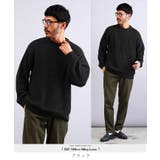 ブラック | ニット メンズ◆ビッグワッフルクルーニットセーター◆メンズニット セーター | JIGGYS SHOP