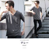グレー | Tシャツ メンズ 韓国 夏服◆Vネック無地5分袖Tシャツ◆ | JIGGYS SHOP