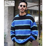 ブラック×ブルー | ◆モヘアライク ボーダーニット◆プルオーバー ニット | JIGGYS SHOP