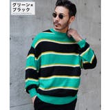 グリーン×ブラック | ◆モヘアライク ボーダーニット◆プルオーバー ニット | JIGGYS SHOP