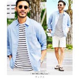 サックス | ◆綿麻ストレッチレギュラー長袖シャツ◆綿麻シャツ レギュラーカラー メンズ | JIGGYS SHOP