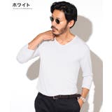ホワイト | ◆ストレッチVネック無地7分袖Tシャツ◆七分袖 Tシャツ メンズ | JIGGYS SHOP