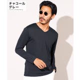 チャコールグレー | ◆ストレッチVネック無地長袖Tシャツ◆ロンT メンズ Tシャツ | JIGGYS SHOP