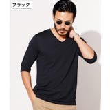 ブラック | ◆ストレッチVネック無地5分袖Tシャツ◆ ストレッチ ストレスフリーカットソー | JIGGYS SHOP