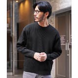 ブラック | クルーネック ニット ワッフル編み | JIGGYS SHOP