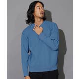 スモークブルー | クルーネック ニット ワッフル編み | JIGGYS SHOP