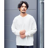 ホワイト | 吸汗速乾 ロンT メンズ◆ルーズフィットVネックロンT◆Tシャツ | JIGGYS SHOP