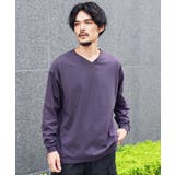 ヴィンテージパープル | 吸汗速乾 ロンT メンズ◆ルーズフィットVネックロンT◆Tシャツ | JIGGYS SHOP