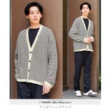 アイボリー×ブラック | カーディガン メンズ ◆バイカラーワッフルカーディガン◆洗える | JIGGYS SHOP