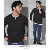 ブラック | ロンT メンズ◆ヘンリーネックワッフルサーマルロンT◆長袖Tシャツ カットソー | JIGGYS SHOP