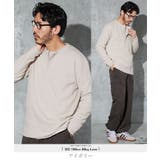 アイボリー | ロンT メンズ◆ヘンリーネックワッフルサーマルロンT◆長袖Tシャツ カットソー | JIGGYS SHOP