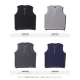 メンズ ニット ベスト◆ワッフルニットハーフジップベスト◆カジュアル | JIGGYS SHOP | 詳細画像2